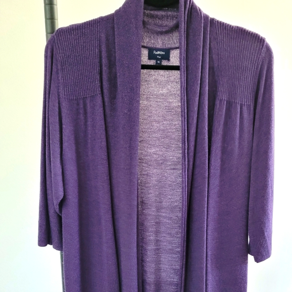 Purple Reitmans Open Cardigan 3/4 sleeve 1x